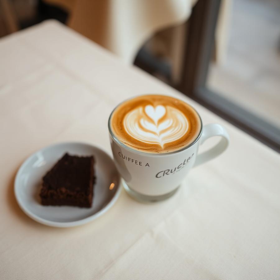 Latte art kávé desszerttel
